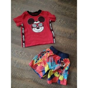 Disney Baby Mickey Mouse 12 Mo Swim Trunks And Shirt